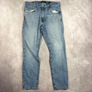 Lucky Brand Mens Light Wash Distressed Straight Leg Jeans Blue 33x30 Denim Y2K